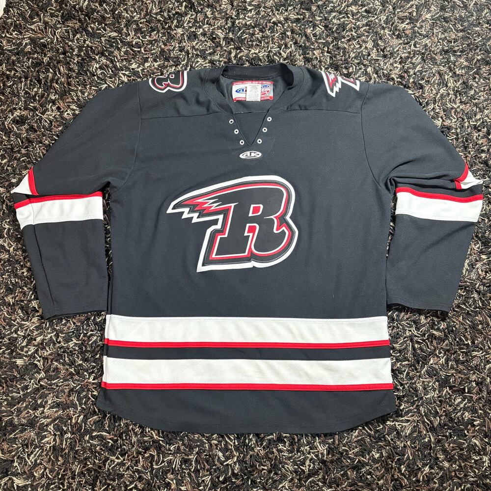 Athletic Knit Rapid‎ City ECHL Black White Mens Sz XL Hockey Jersey Preowned